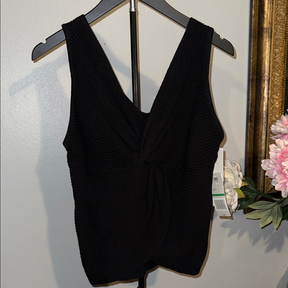 Robert Rodriguez Black Knit Twist-Front Tank Top